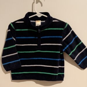 Gymboree Navy Half-Zip Fleece with Green, Blue & White Stripes